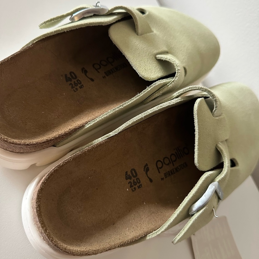 NEW Birkenstock Papillio Chunky Platform Boston Suede Clog Green 40 9-9.5 - Picture 8 of 9